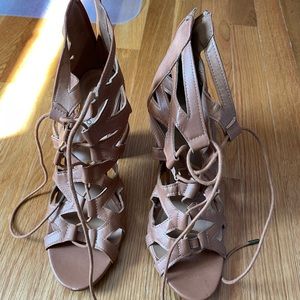 Strappy Tan Wedges